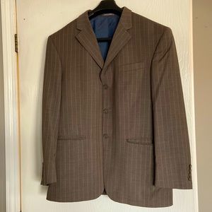 5/$15! Oscar De La Renta brown pinstriped wool blazer-size 42S